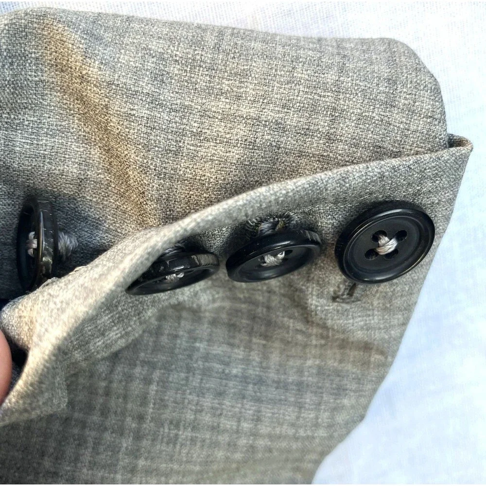 Oxxford Clothes Suit Surgeon Cuff Bespoke 42 44 S Pants 34 Check Plaid Tan Gray